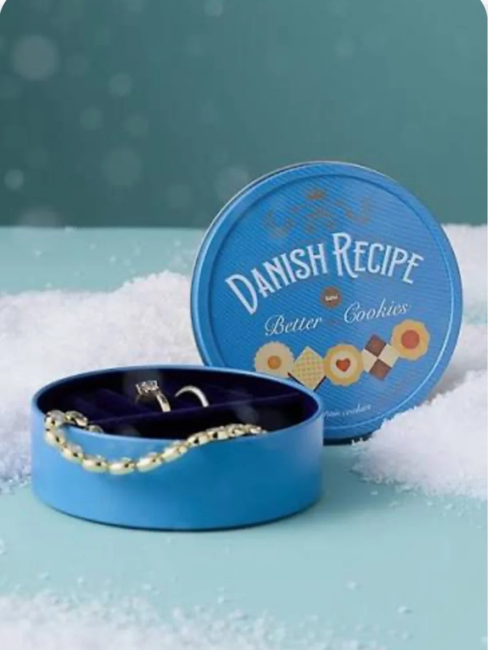 Anthropologie Jewelry Box Sweets Tin Danish Cookies Trinket Container New